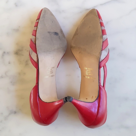 Vintage Red Fine Leather Upper Designed Wrapped Pointed Toe with  3" Heels Shoe. - Picture 4 of 5